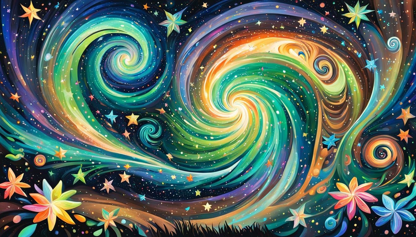 Cosmic Swirls in Vibrant Opalescent Hues