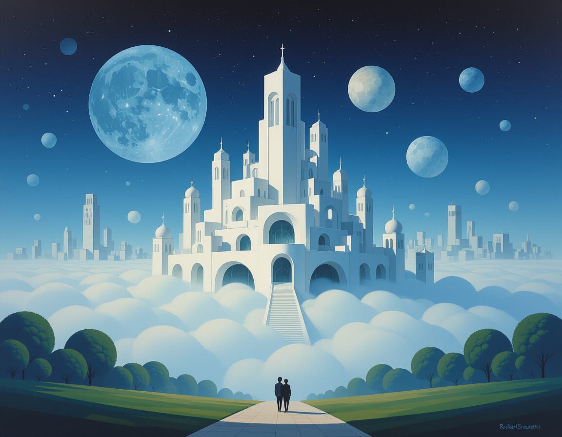 Surreal Organic Cityscape in Oil Painting Style