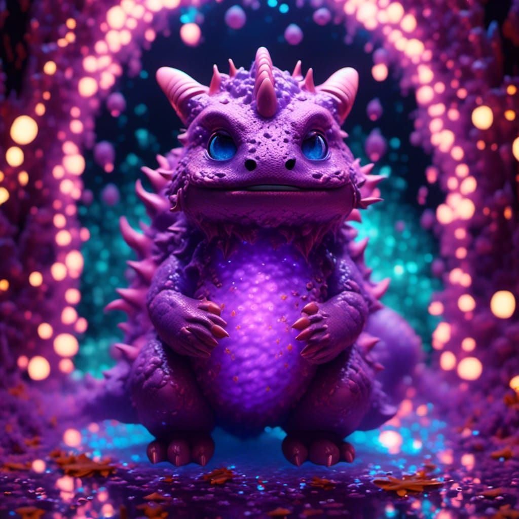 Bioluminescent Dragon Portrait in a Slime Spring