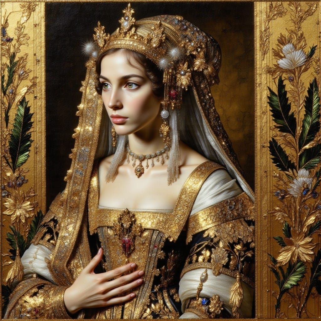 Baroque Woman in Opulent Regalia