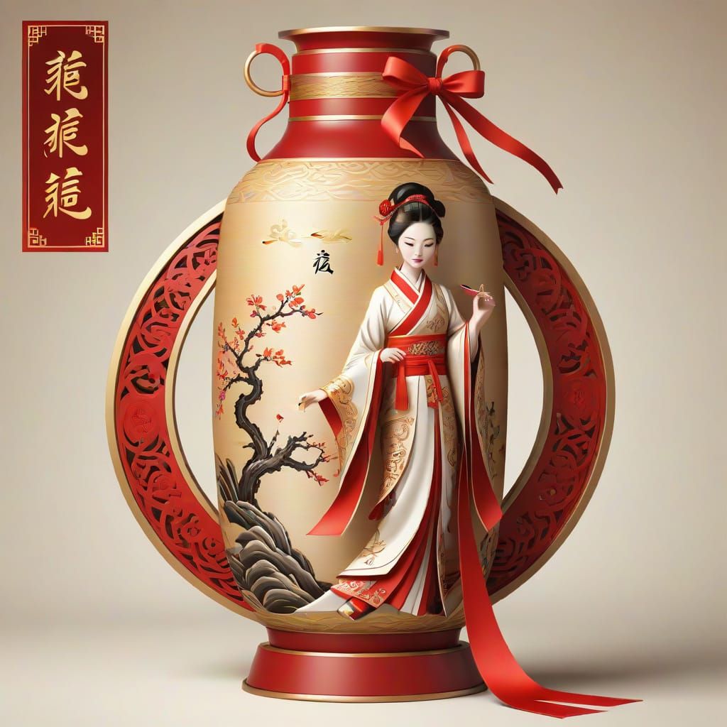 Chinese style 3D vase