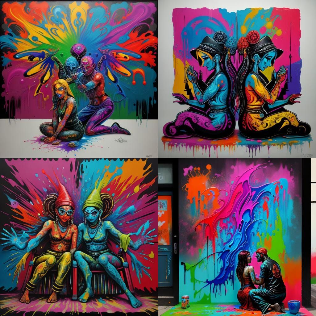 Tantric Massage: Graffiti Art in Polychromatic Style