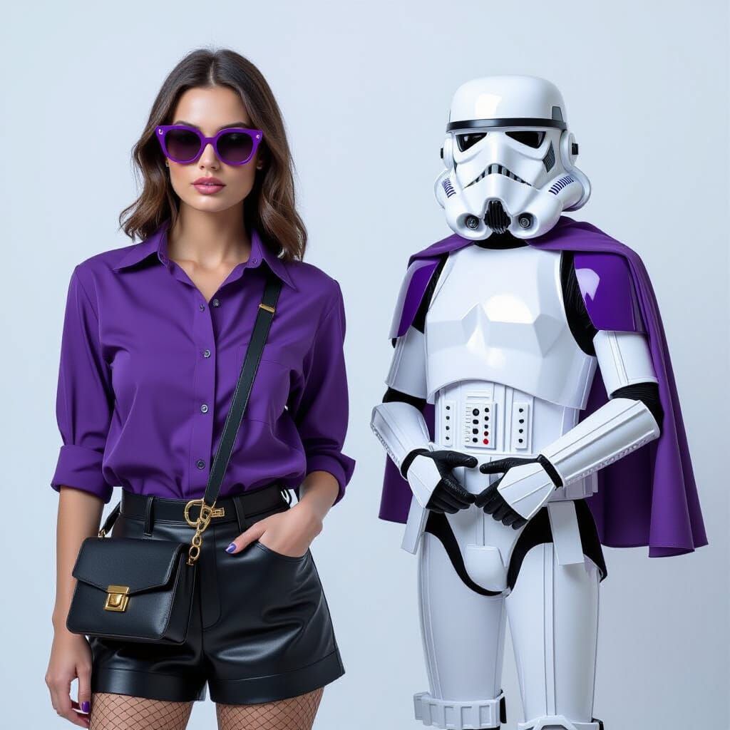 Woman with Purple Sunglasses and Origami Papercraft