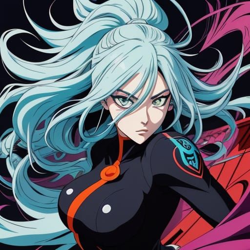 Young Woman on Rooftop in Vibrant Manga Style