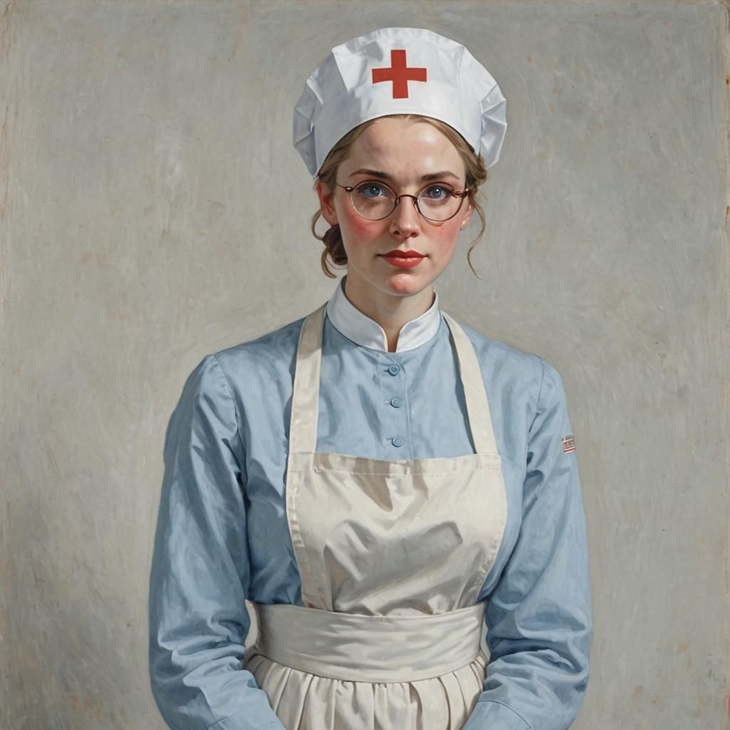 WW1 Nurse Portrait in Painterly Style