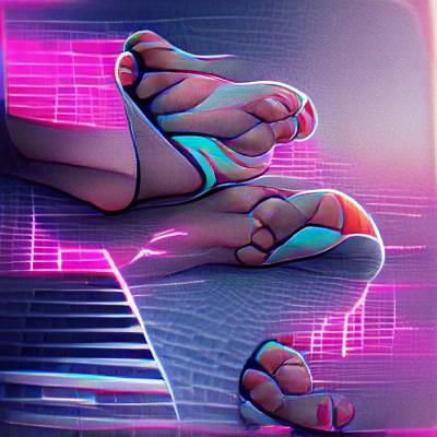 Feet in Neon Synthwave Retro Style