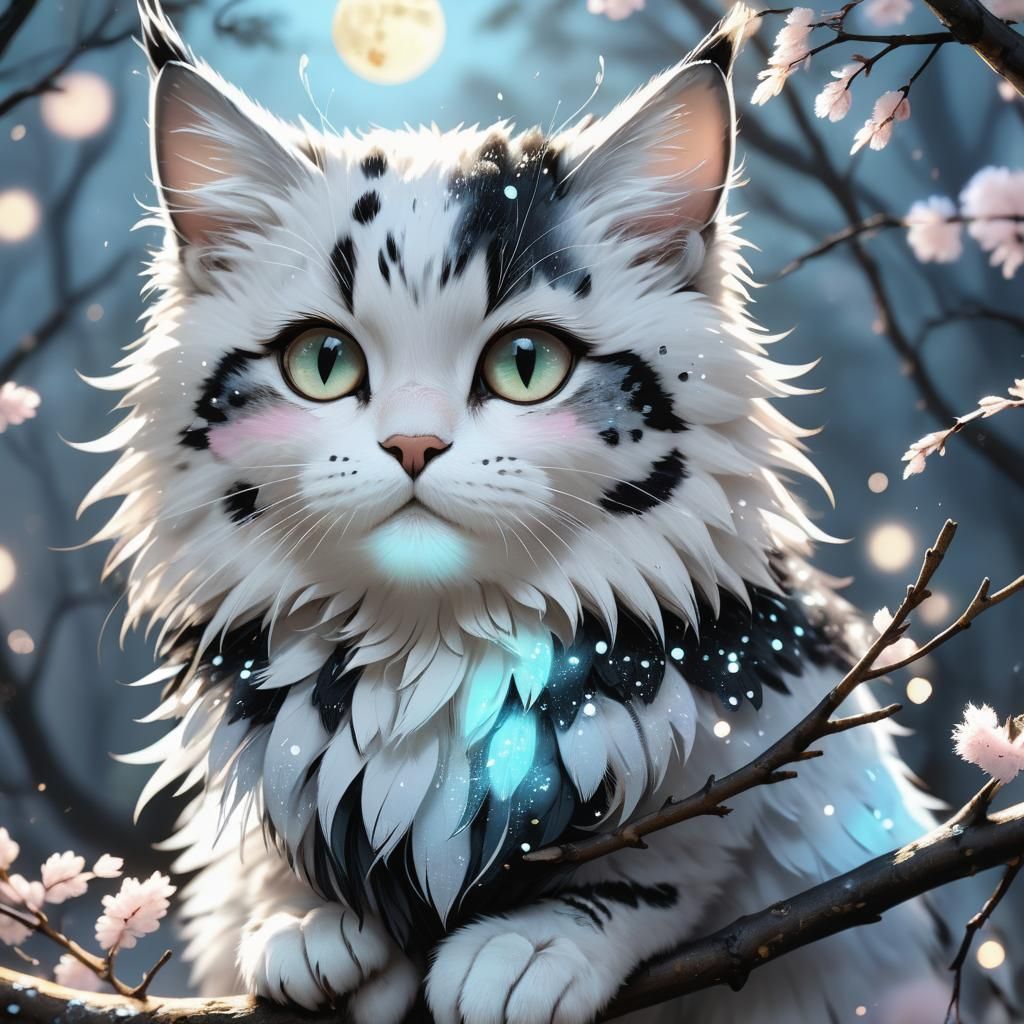 Winged Bobcat in Misty Forest, Anime 3D Art