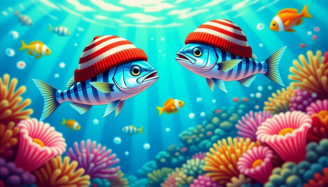 Barracudas in Berets: A Whimsical Underwater Dream