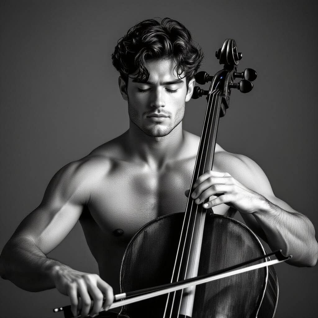 Cellist in Dramatic Chiaroscuro Lighting