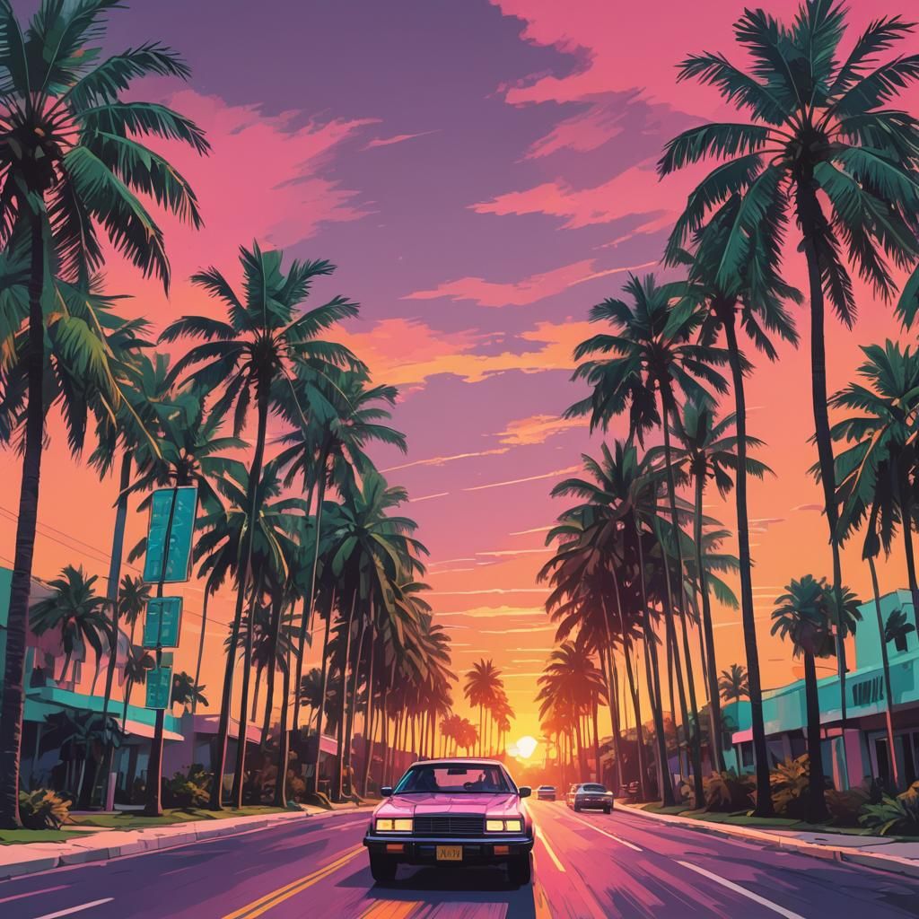 Miami Vice Cops at Sunset: Pop Art Screen Print