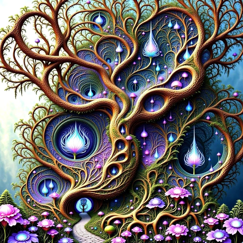 Whimsical Village Castle in Ancient Tree