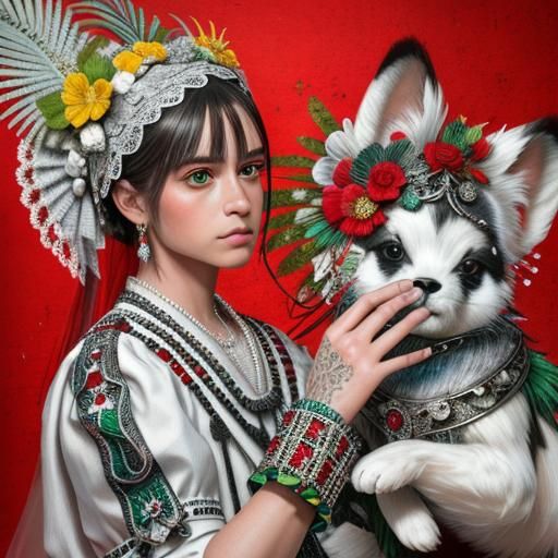 Vintage Wedding Portrait with Doll-like Bride