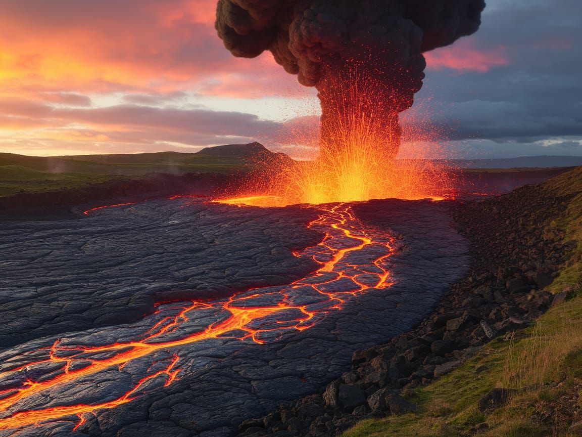 Icelandic Volcano Erupts in Fiery Display of Nature's Fury