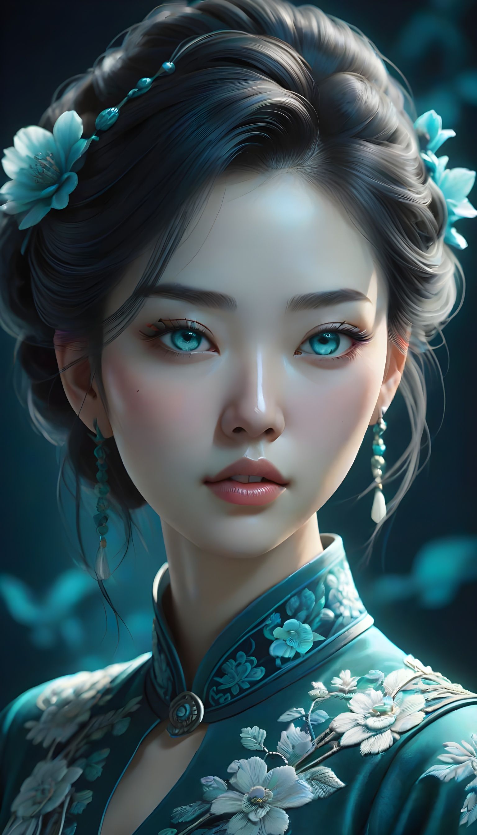 Exquisite Asian Beauty in Vibrant Traditional Attire