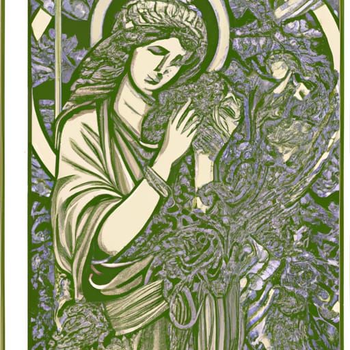 Lino cut print Mucha