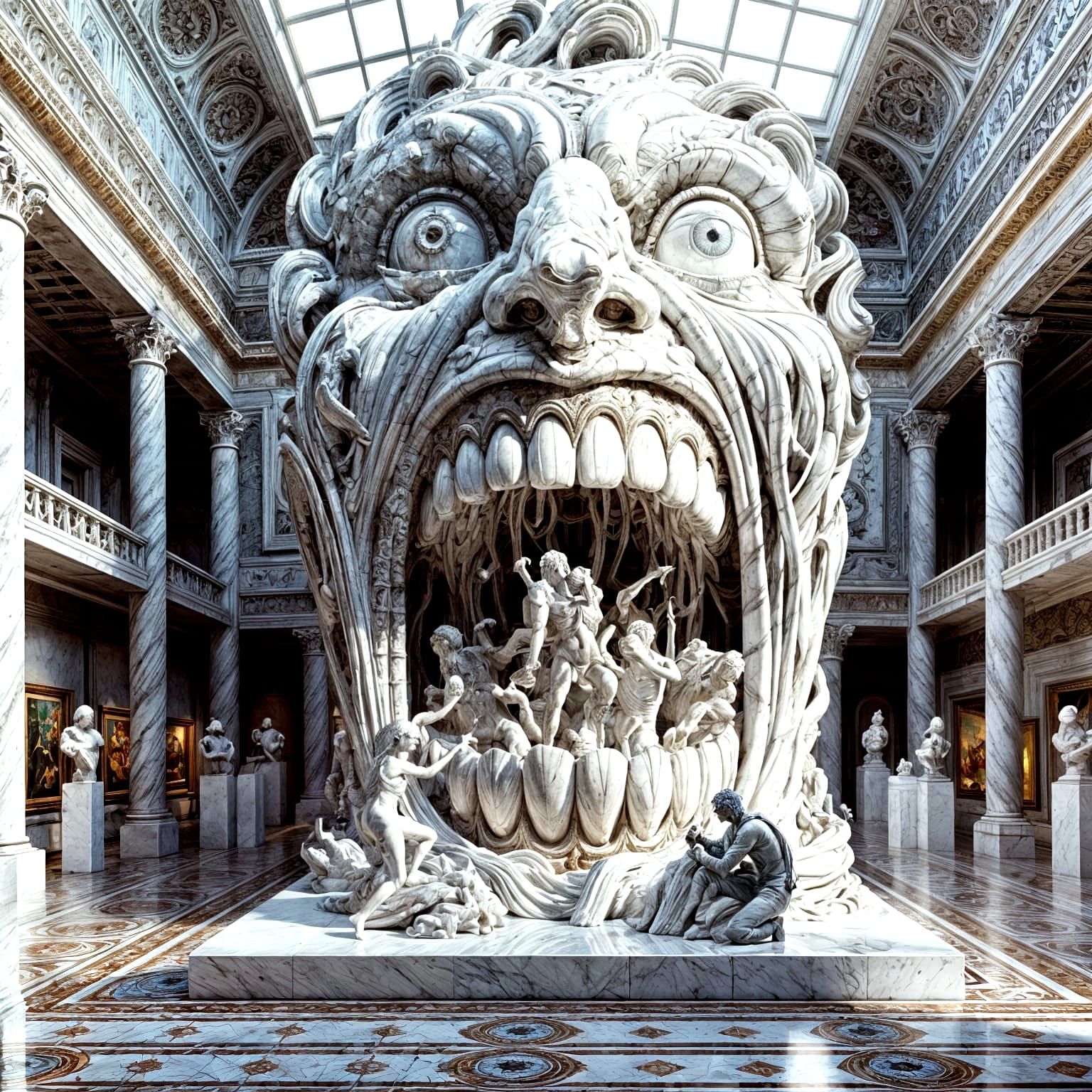 "Greed" depicted in Carrara Marble