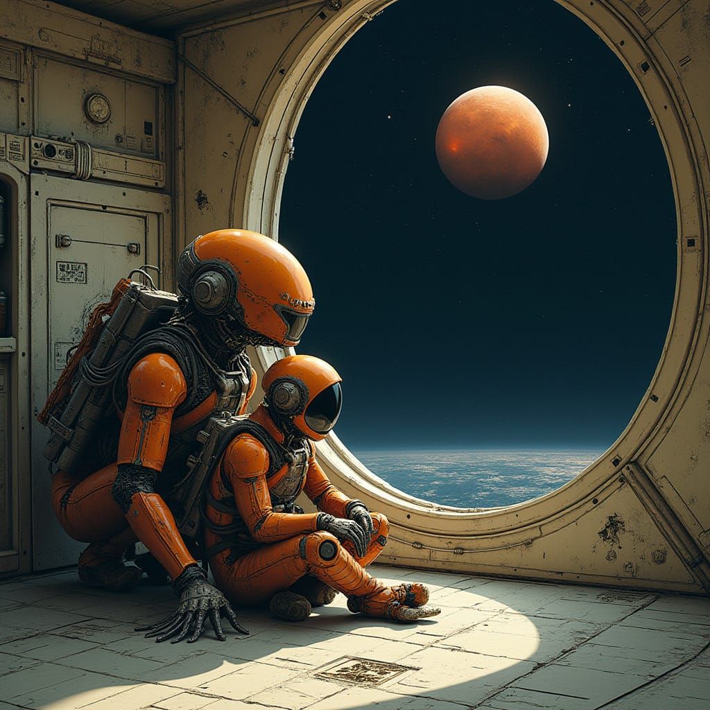 Starship Cockpit with Biomechanoid, Moebius Style