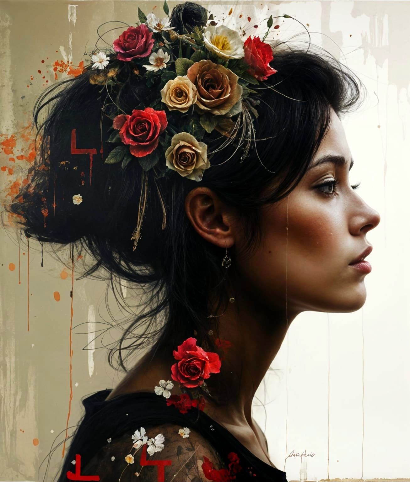 Ethereal Woman in Mixed Media Portrait