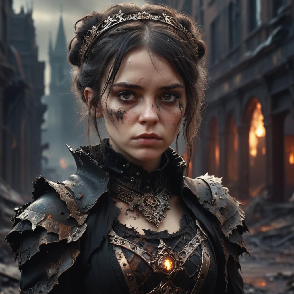 Post-Apocalyptic Woman in Gothic Attire