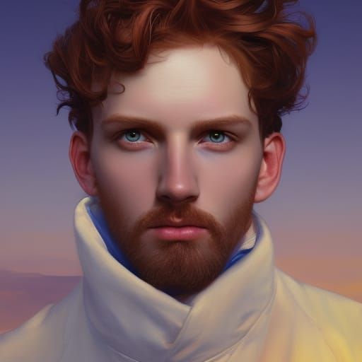 Auburn-Haired Boy Portrait in Hyperdetailed Digital Art