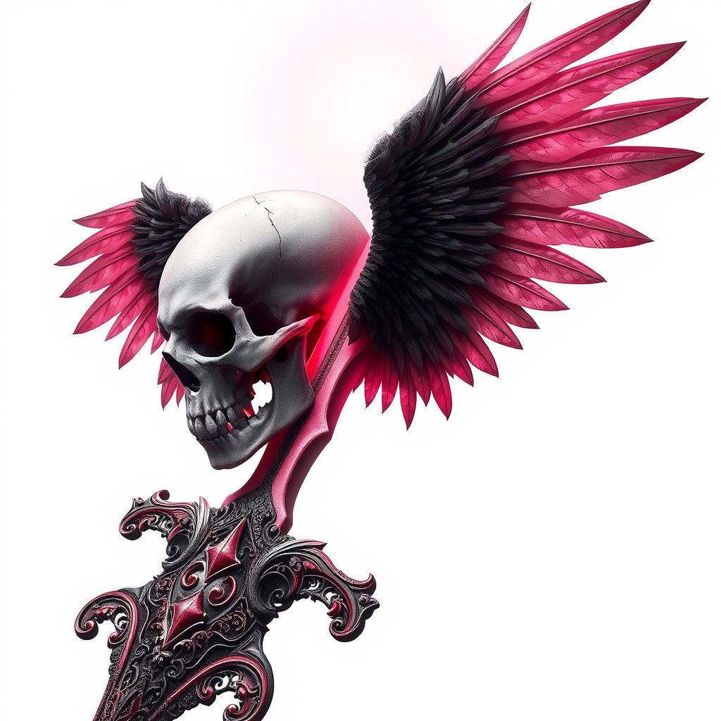 Winged Skull and Sword Fantasy Concept Art