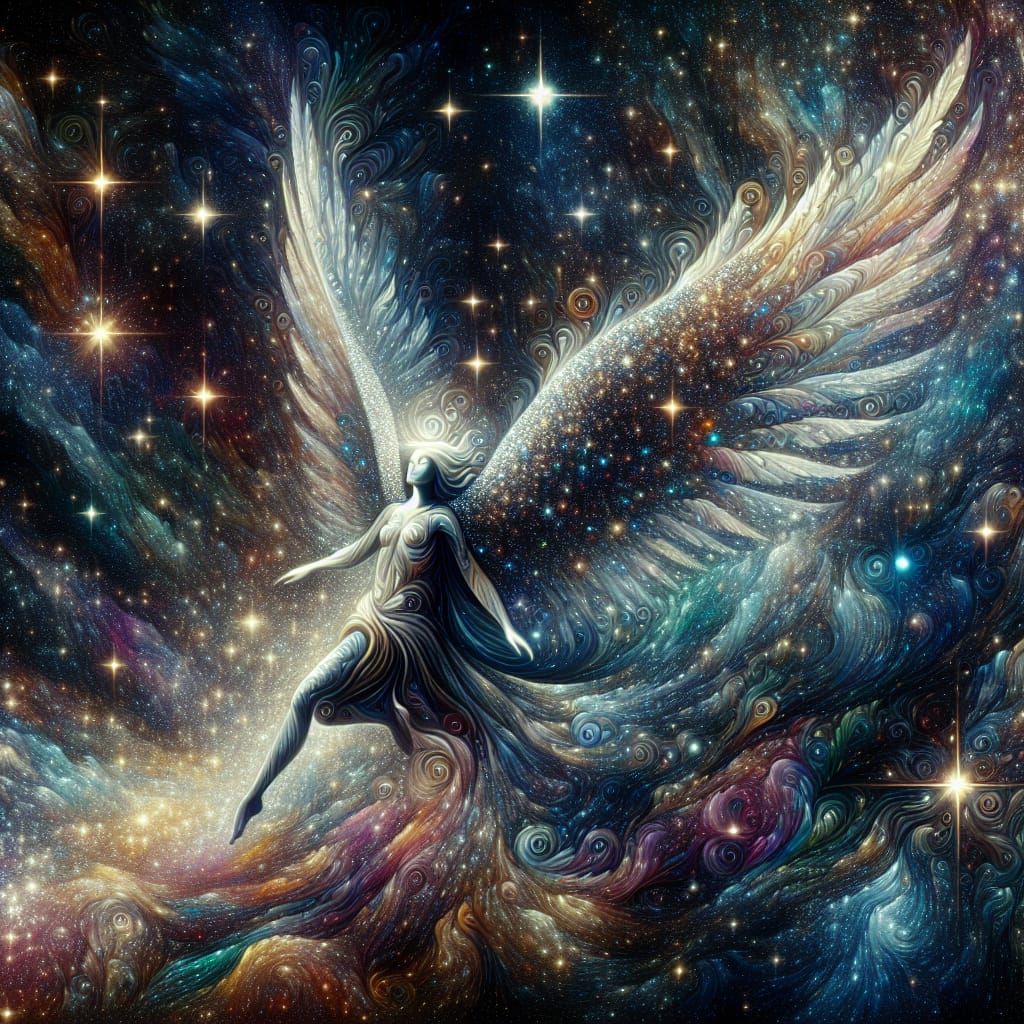 Angel Flying in Stars