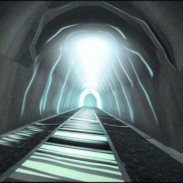 Abstract Tunnel to a 4D World in Holographic Style