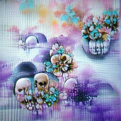 Pastel Goth Floral Sugar Skull Pattern