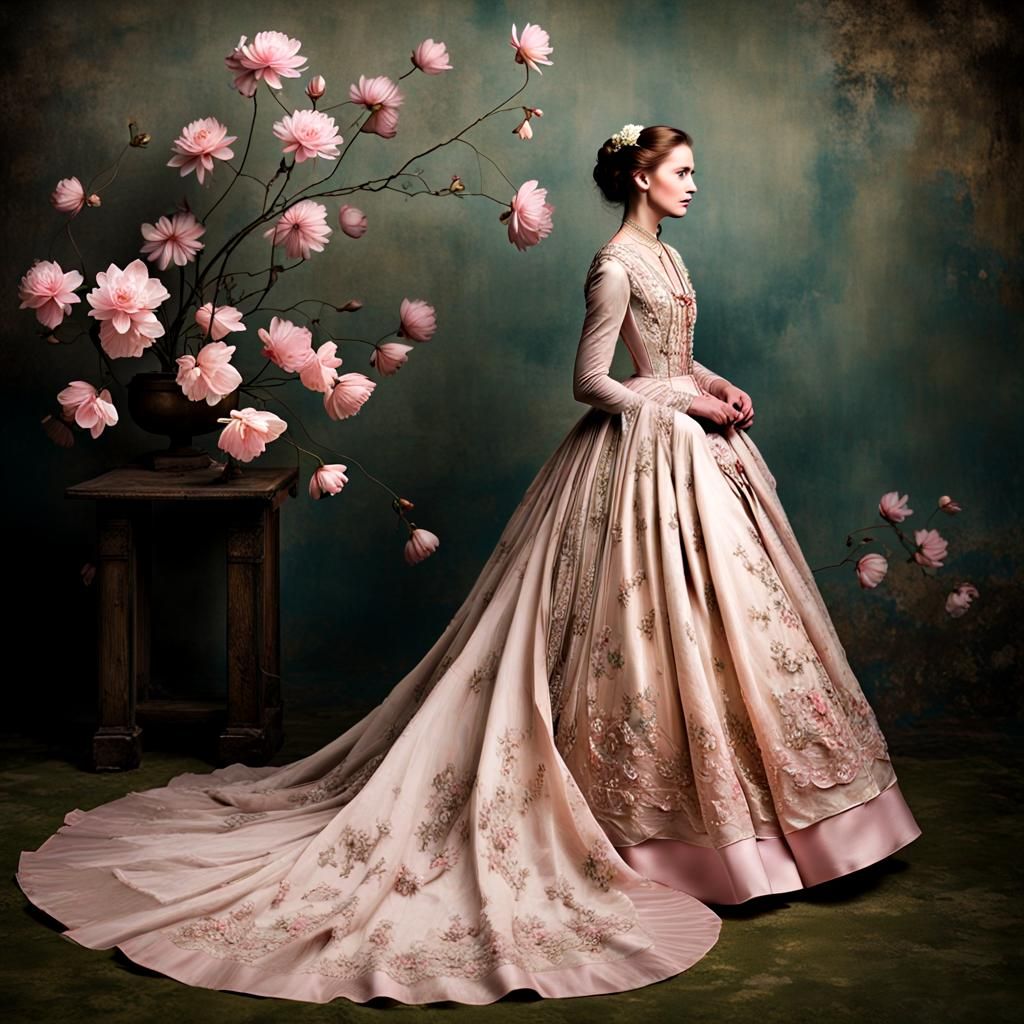 Forgotten Victorian Bride's Faded Silk Elegance