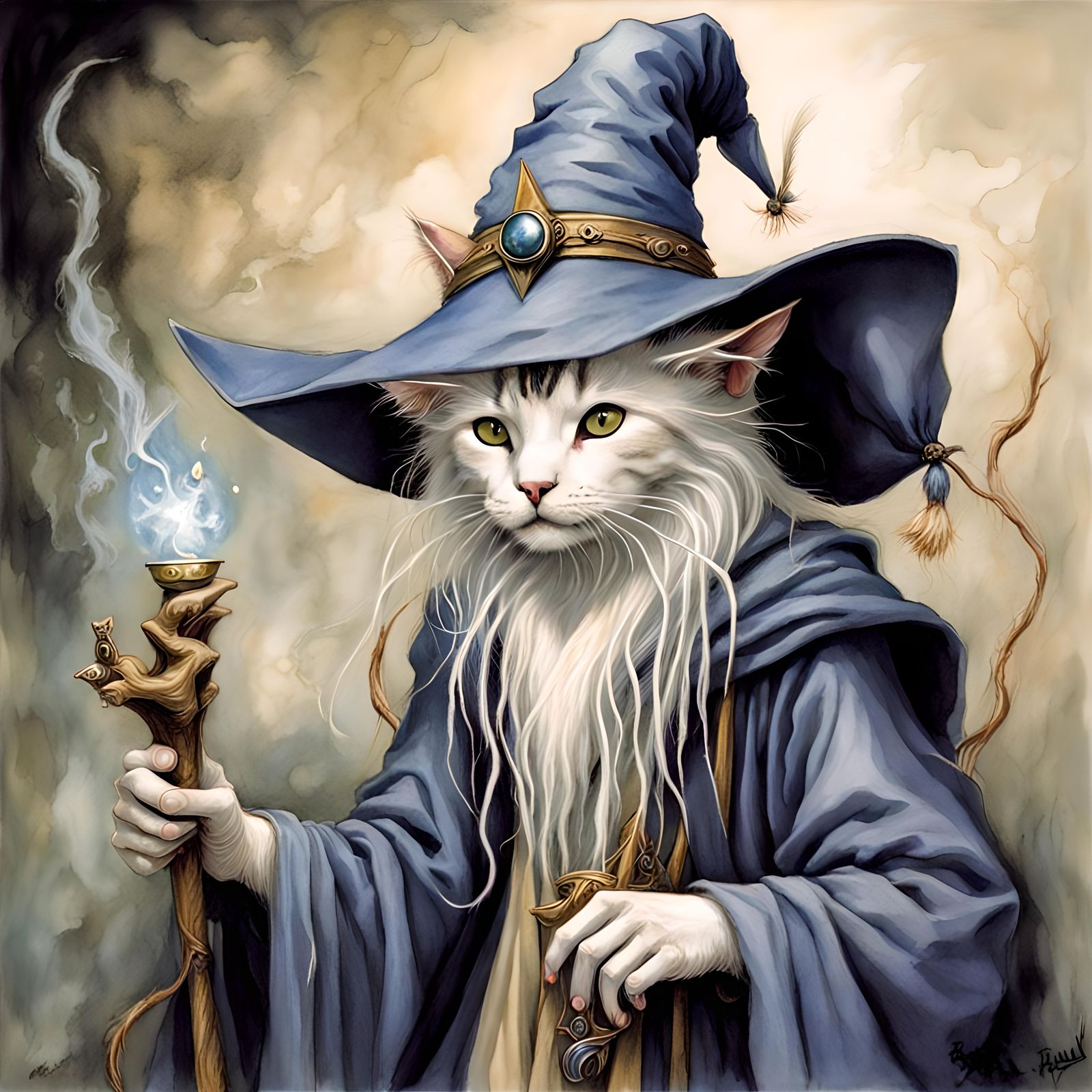 Beautiful cat wizard