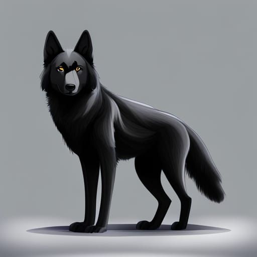Majestic Black Wolf Portrait on White Background