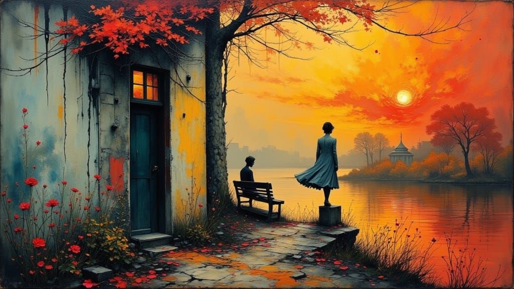 Haunting Portrait of a Figure Under a Bridge