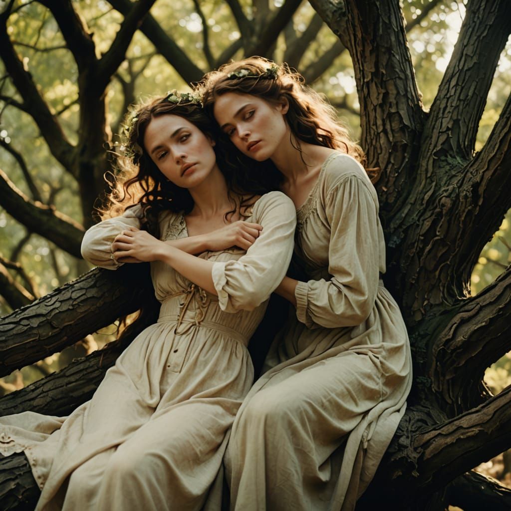 Nymphs in Enchanted Forest, Inspired by Cinematic Lighting