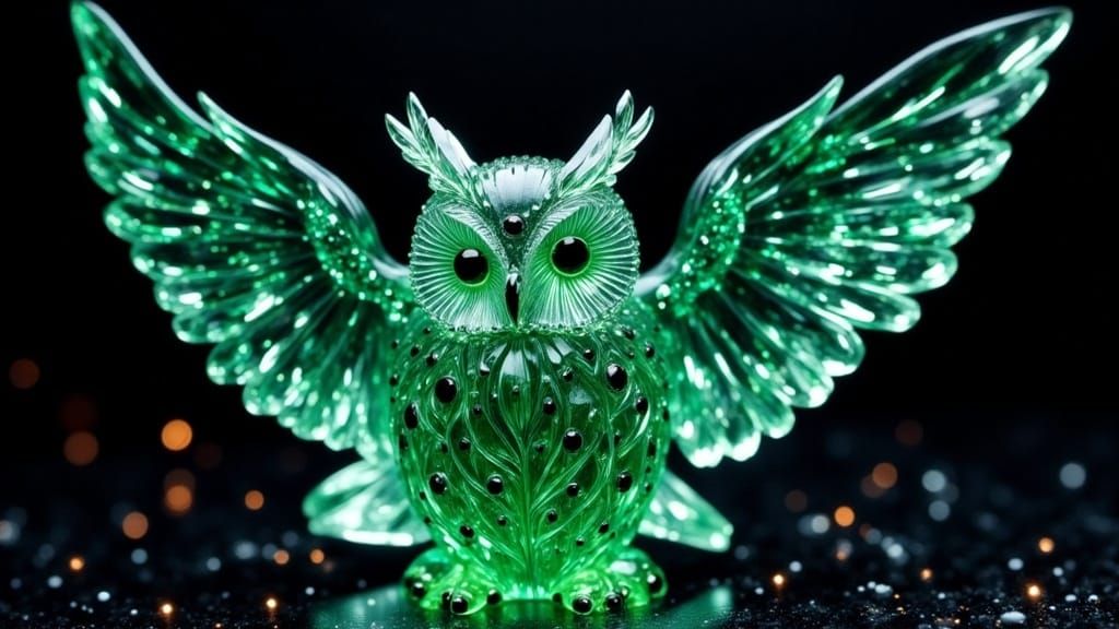 Crystal Glass Owl in Gothic Elegance