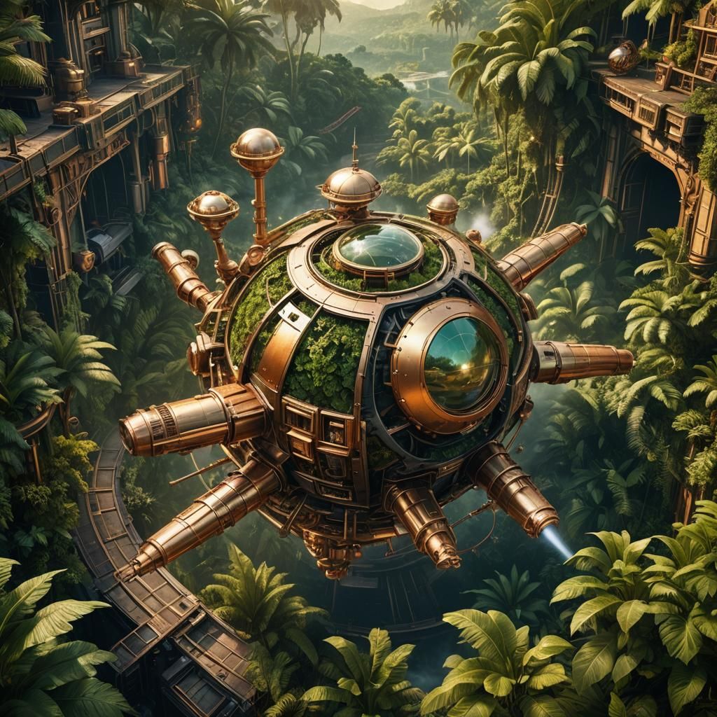 Steampunk Sci-Fi Masterpiece: Spherical Spacecraft Lands on...