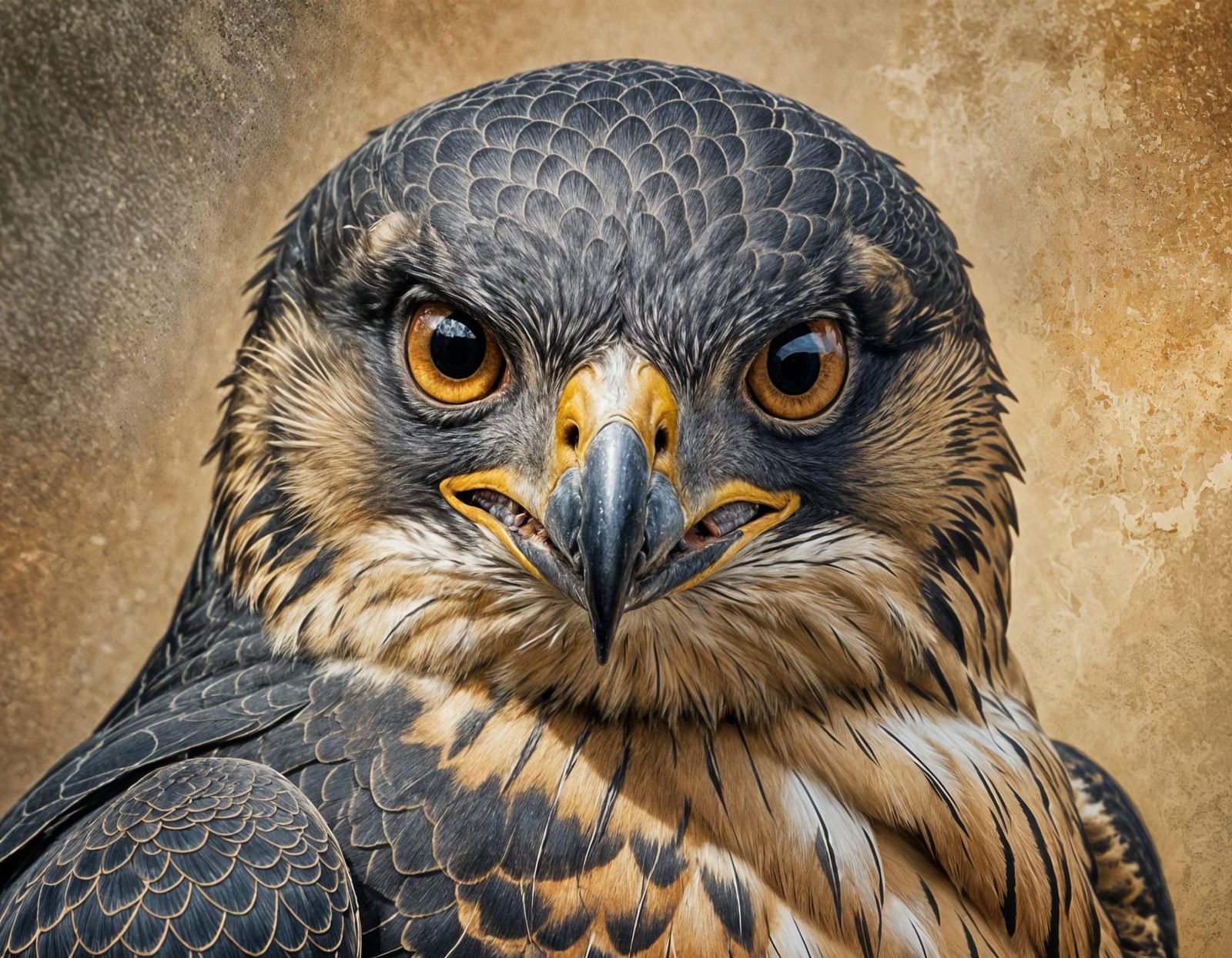 Peregrine Falcon Close-up: Hyperrealistic Splash Art