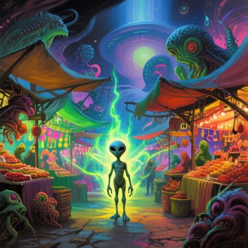 E.T. in Extraterrestrial Market as Painterly Art