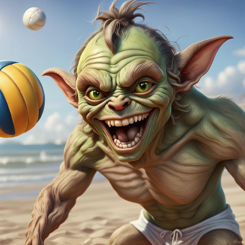 Troll, Goblin, and Gremlin Volleyball on the Beach