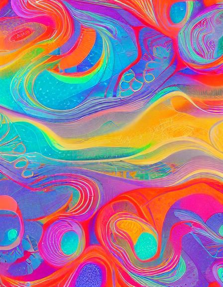 Kaleidoscopic Garden River in Surrealist Style