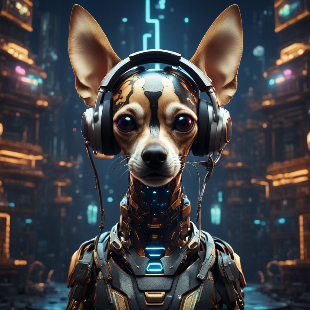 Futuristic Robot Chihuahuas with Human Faces