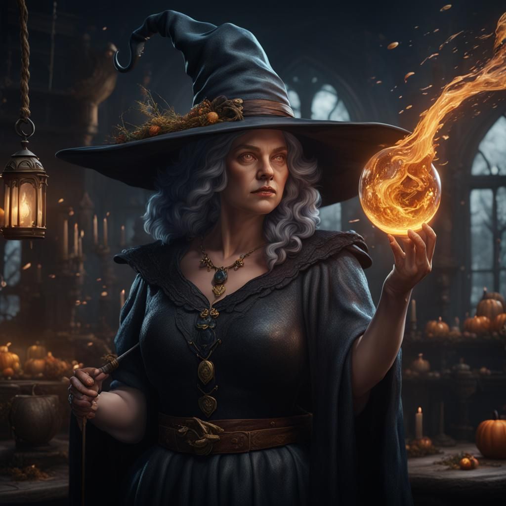 Curvy Witch Portrait in Hyperrealistic Style