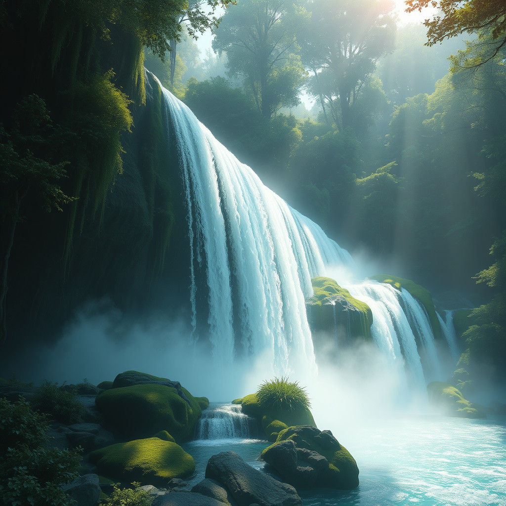 Majestic Waterslide in Emerald Forest: Matte Painting