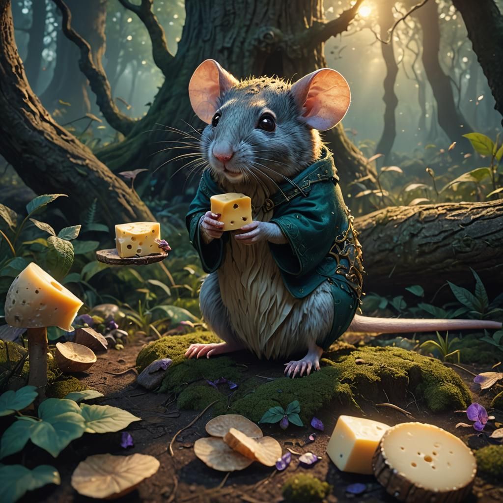 Mouse in Mystical Forest, Fantasy Concept Art