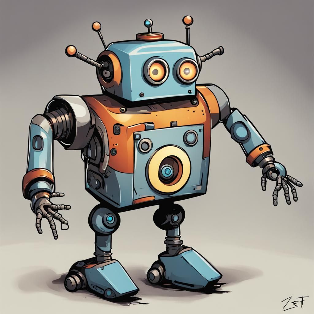 Quirky Robot Sidekick with Heroic Potential