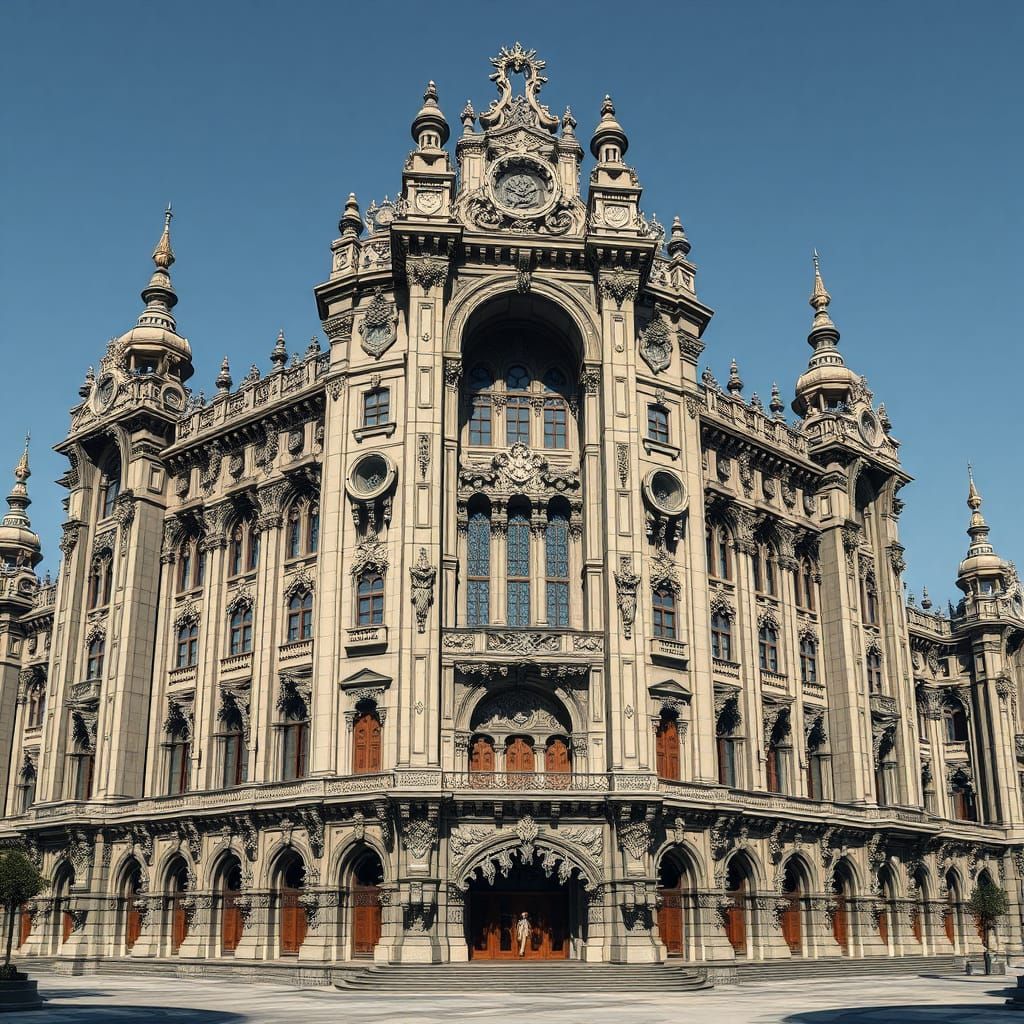 a beautiful Building made out only  Concrete,  High Detailed...