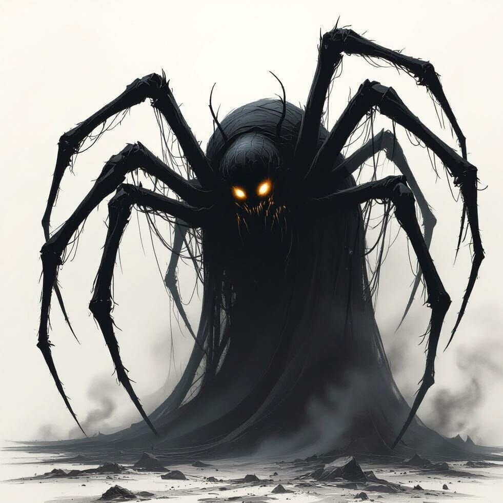 Colossal Shadowy Spider in Dark Cosmic Fantasy