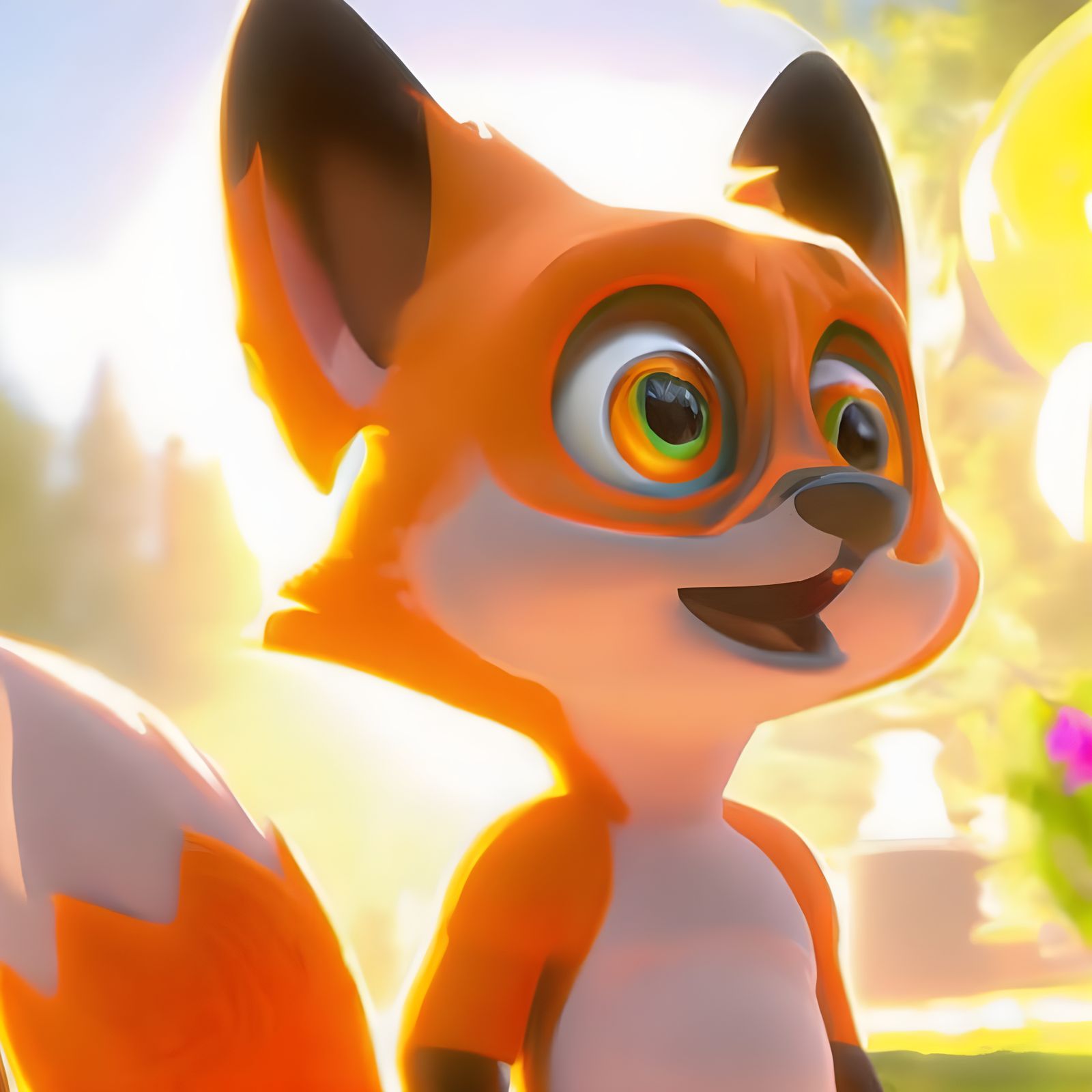 Adorable 3D Fox in Pixar Style