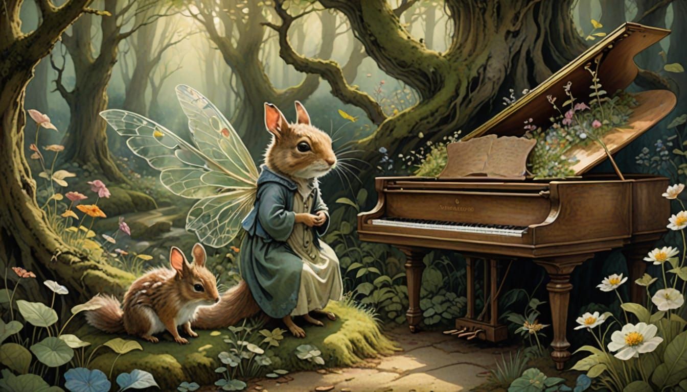 Enchanted Fairy Piano Concert in a Whimsical Forest