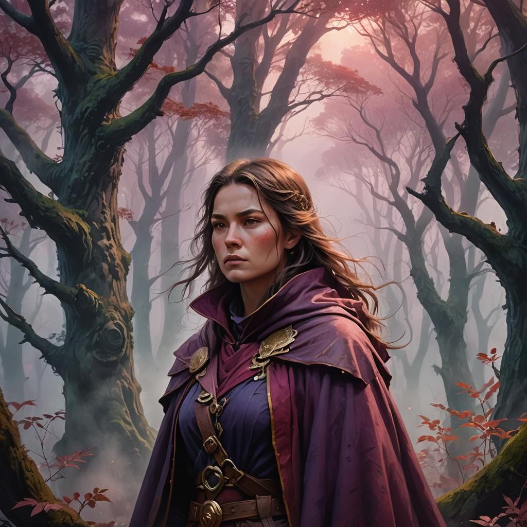 Outlaw Captain in Mystical Forest: Digital Watercolor Art