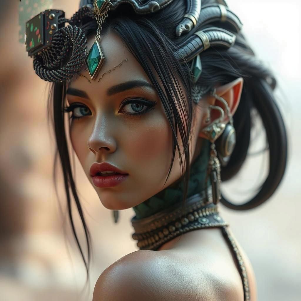 Exotic Alien Beauty: Enchanting Feminine Portrait